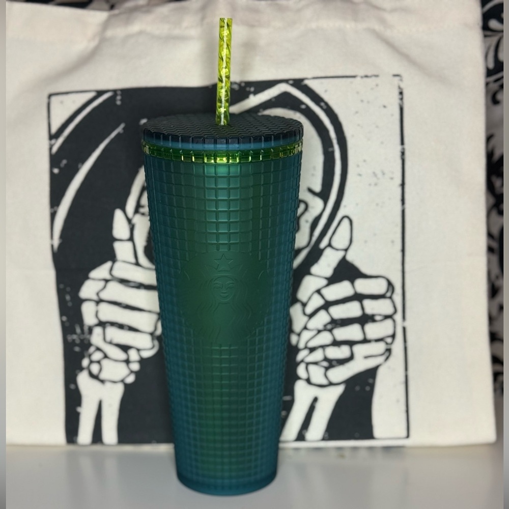 Starbucks Green Tumbler with Yellow Straw